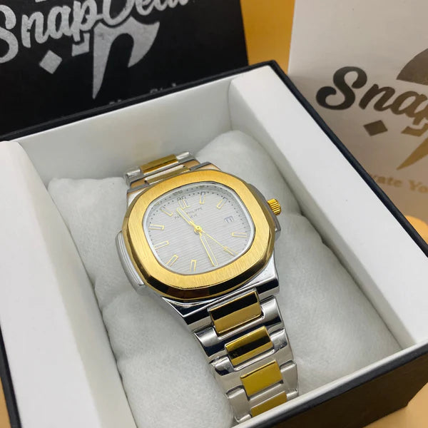 ✨ Pp Luxury Two-Tone Gold & Silver Wristwatch ⌚ – Elegant Design for Every Occasion