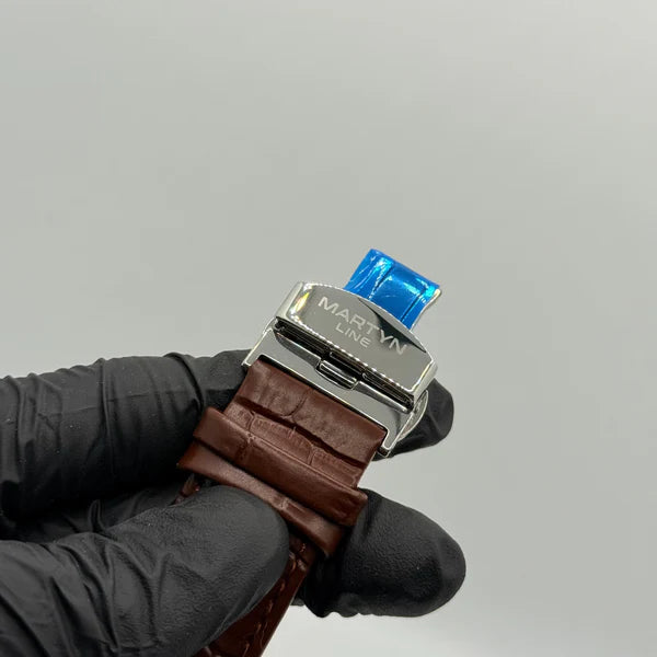 MARTIN white dial with brown leather strap watch