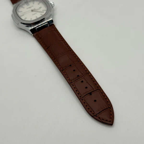 MARTIN white dial with brown leather strap watch