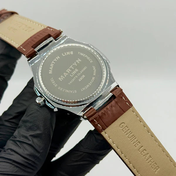 MARTIN white dial with brown leather strap watch
