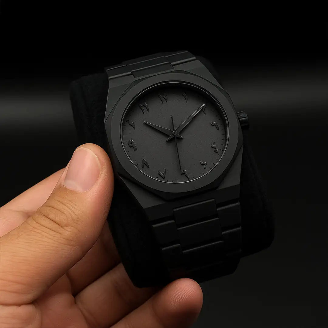 Black Arabic Numeral Stainless Steel Luxury Watch