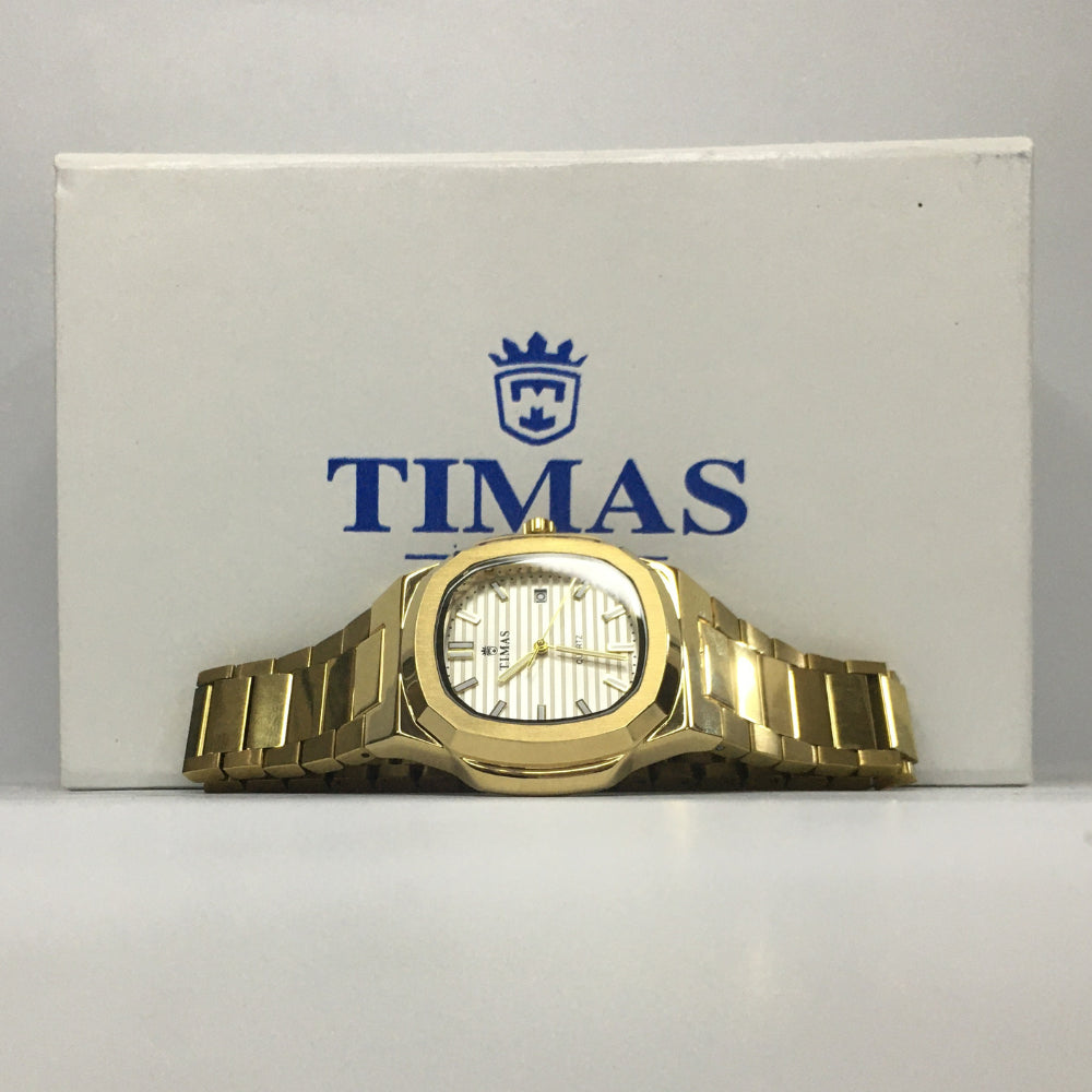 T.M Elegant Stainless Steel Watch Black golden And Silver | Premium Quartz Timepiece⌚