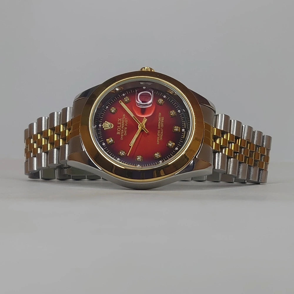 Rolex Datejust Watch | Premium Two Tone Red Dial Luxury Timepieces