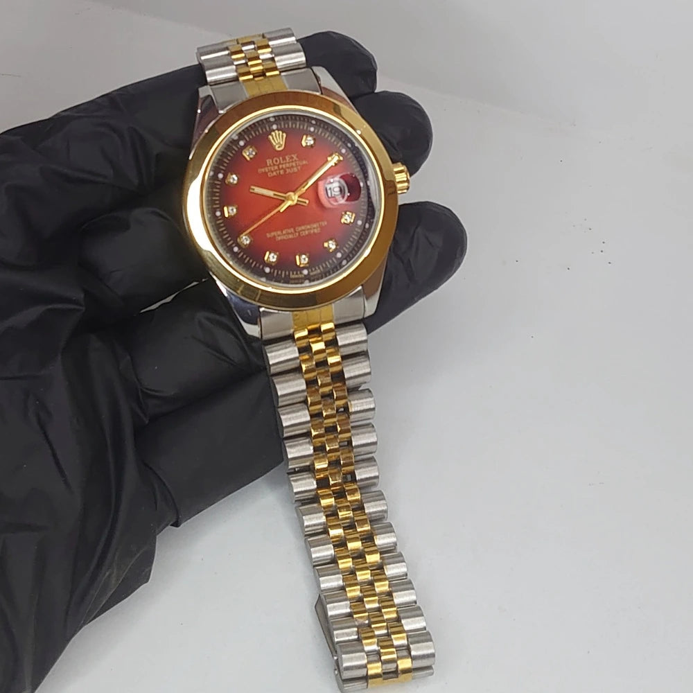 Rolex Datejust Watch | Premium Two Tone Red Dial Luxury Timepieces