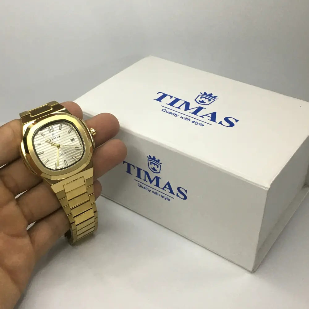 T.M Elegant Stainless Steel Watch Black golden And Silver | Premium Quartz Timepiece⌚