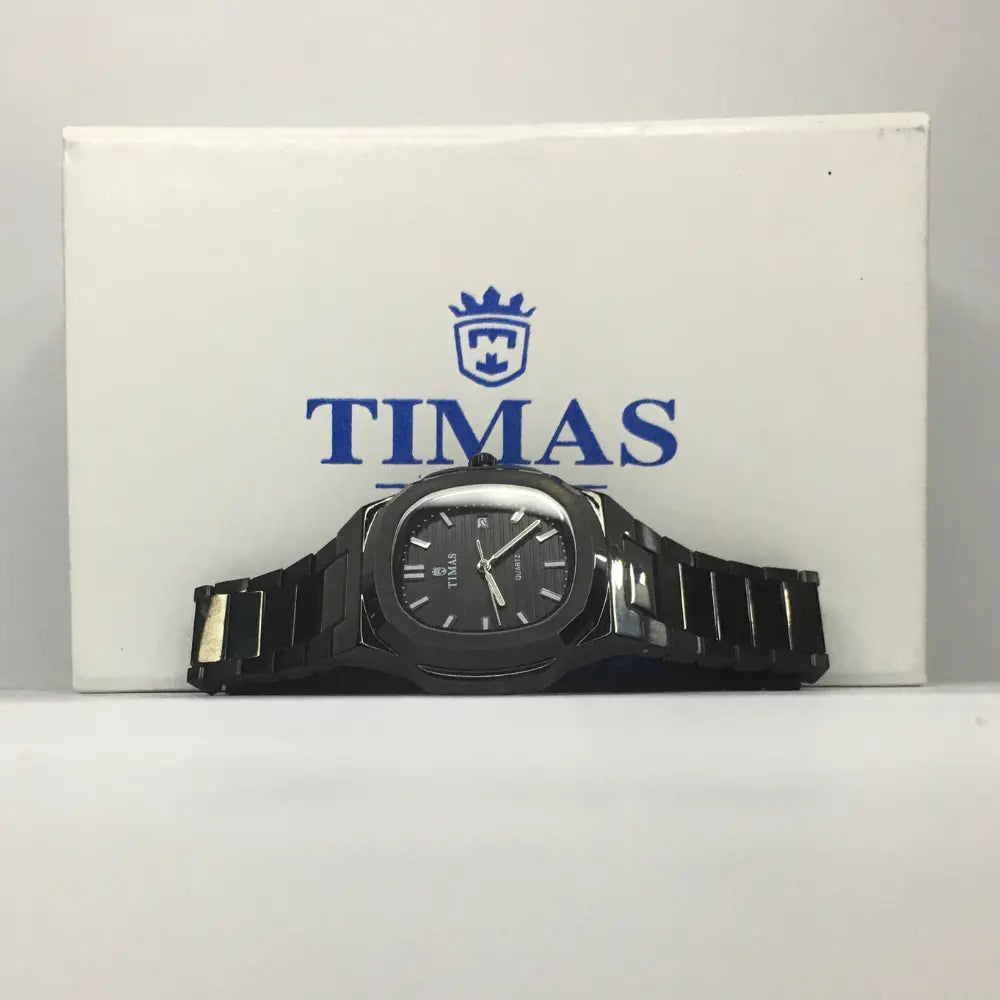 T.M Elegant Stainless Steel Watch Black golden And Silver | Premium Quartz Timepiece⌚