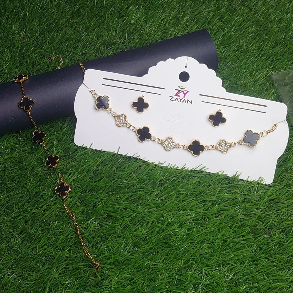 Elegant Clover Charm Bracelet & Earrings Set 🌟 | Premium Gold-Plated Jewelry