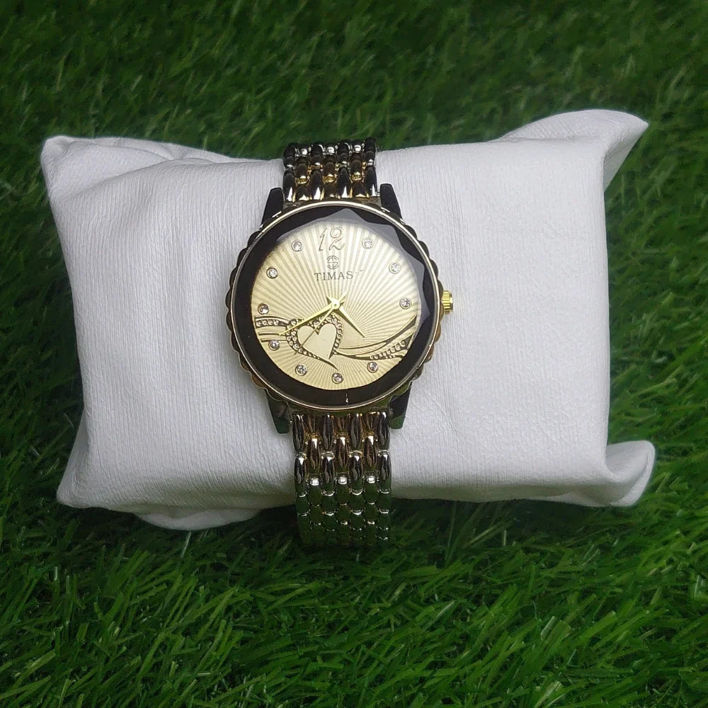 TIMAS Crystal Heart Wristwatch - Rose Gold & Gold Options