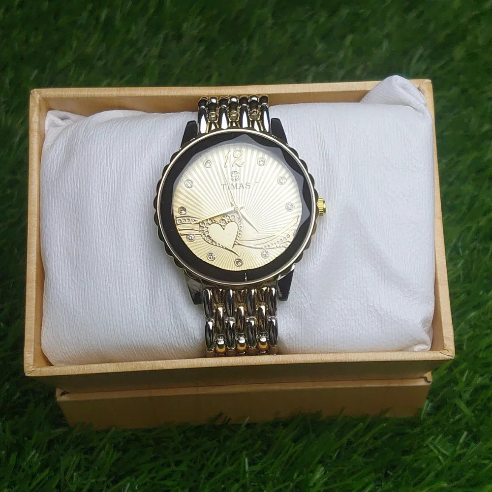 TIMAS Crystal Heart Wristwatch - Rose Gold & Gold Options