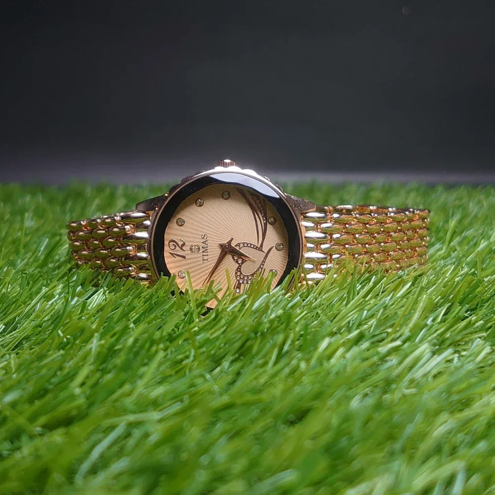TIMAS Crystal Heart Wristwatch - Rose Gold & Gold Options