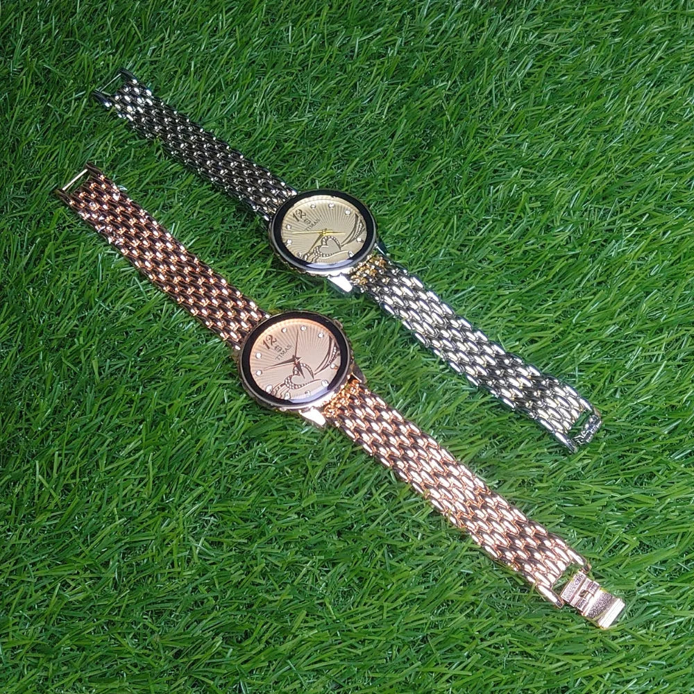 TIMAS Crystal Heart Wristwatch - Rose Gold & Gold Options