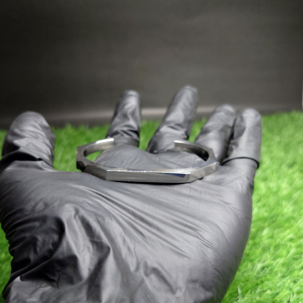 Modern Minimalist Hex Bangle Trio -Silver, & Black