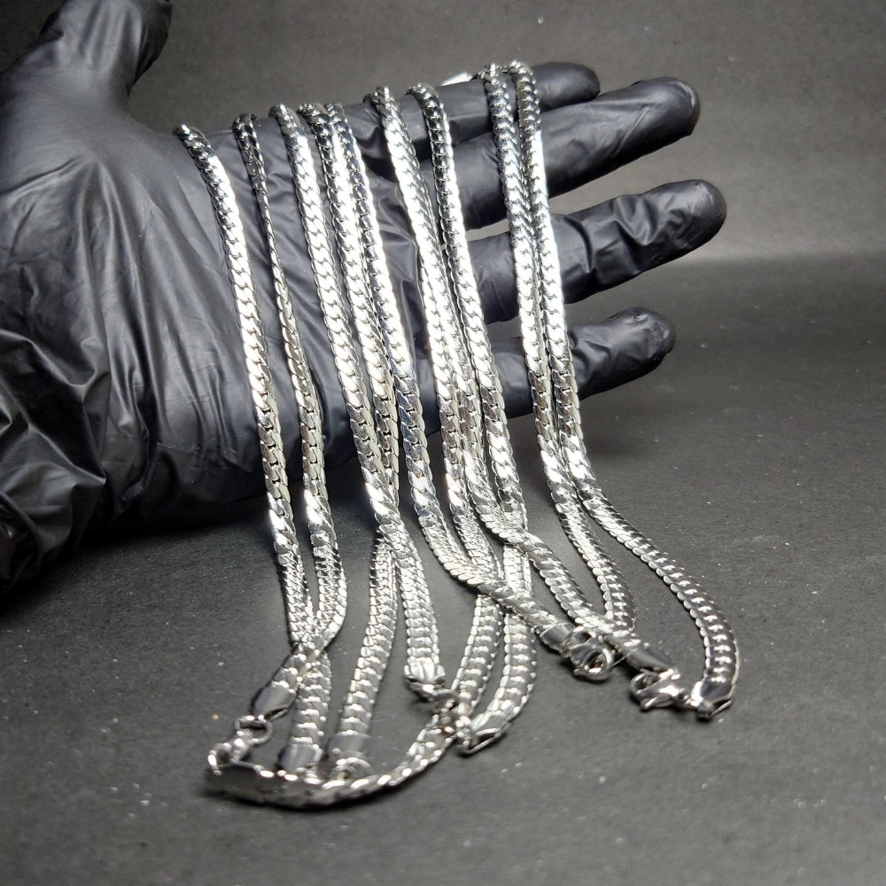 Premium Silver Polished Franco Chain – Sleek Flat Link Necklace for Men & Women ⛓️