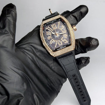 FM Vanguard Yachting Edition – Rose Gold & Iced Out Diamond Bezel Luxury Watch 💎