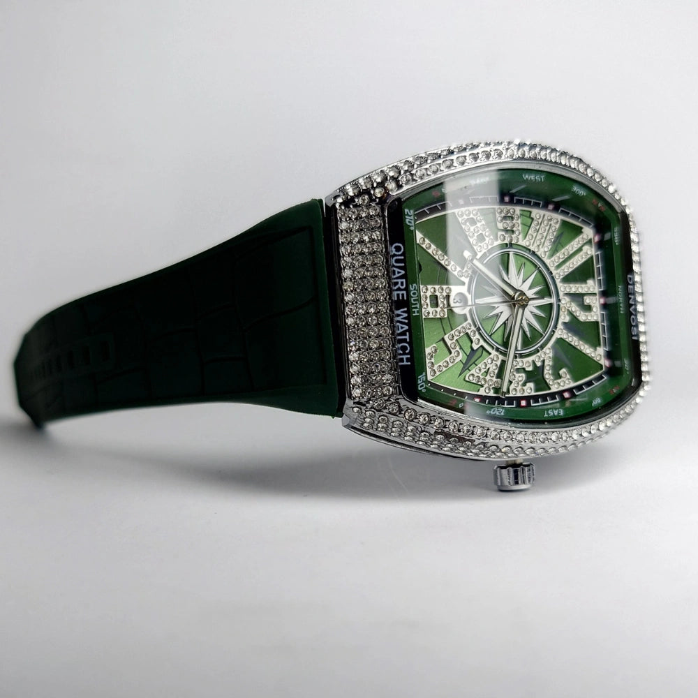 FM Iced Green Luxury Watch with Diamond Bezel | Bold Statement Timepiece ❄️