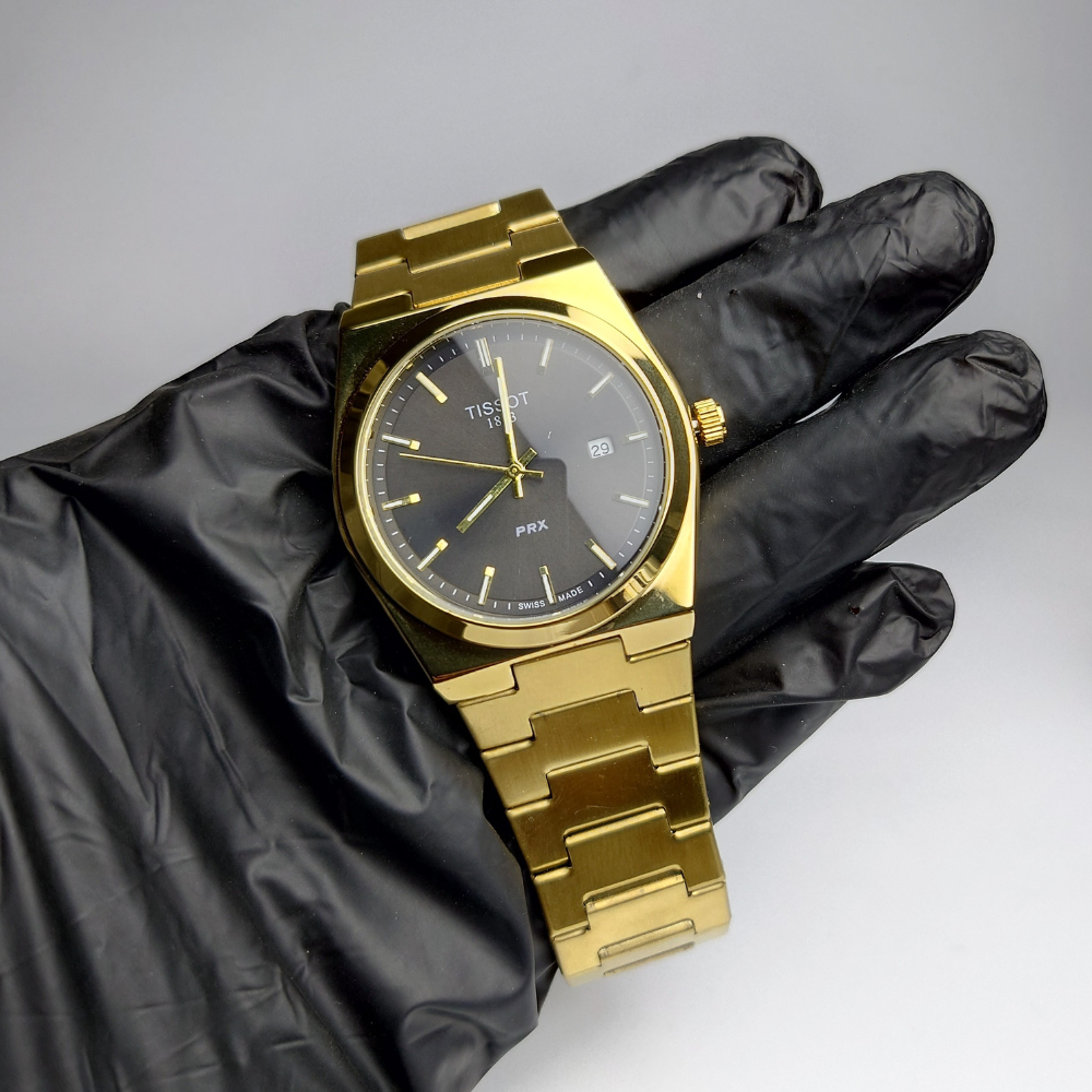 ⌚ Tissot PRX Silver And Golden Stainless Steel Watch | Timeless Luxury ✨