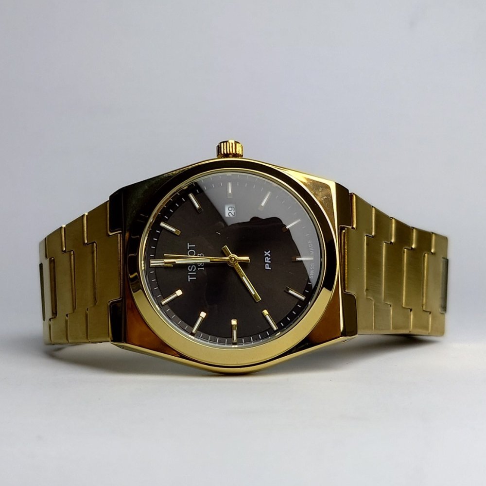 ⌚ Tissot PRX Silver And Golden Stainless Steel Watch | Timeless Luxury ✨