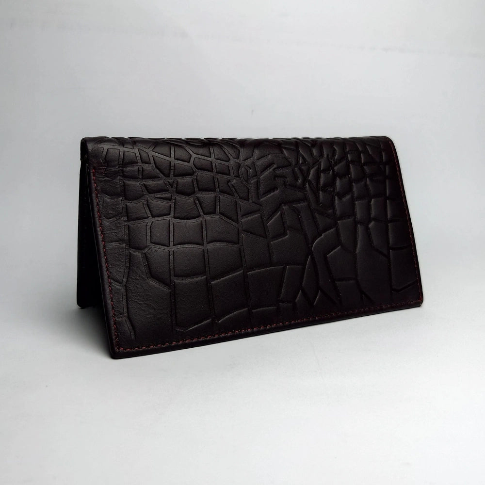 Premium Crocodile-Embossed Long Leather Wallet – Slim Designer Bifold for Men 💼🐊