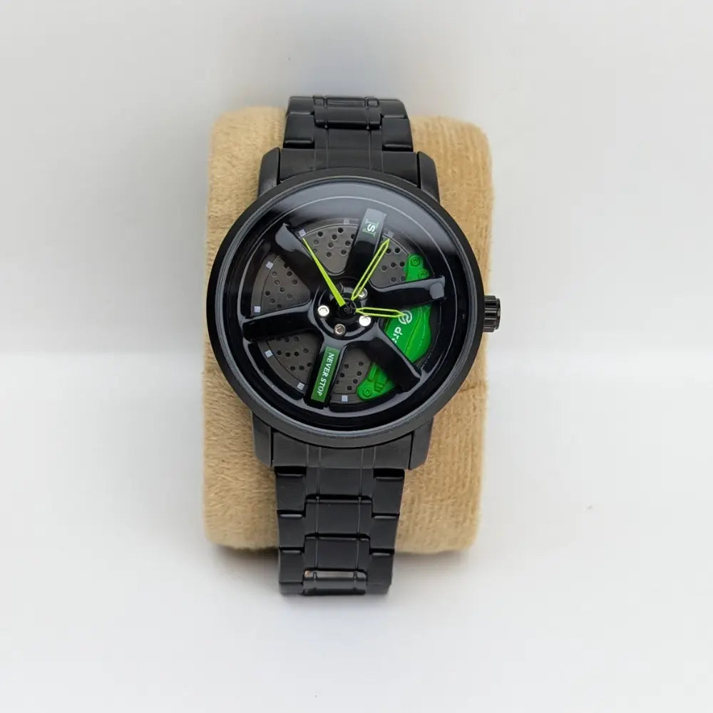 Rotating Wheel Rim Dial Watch for Car Lover's
