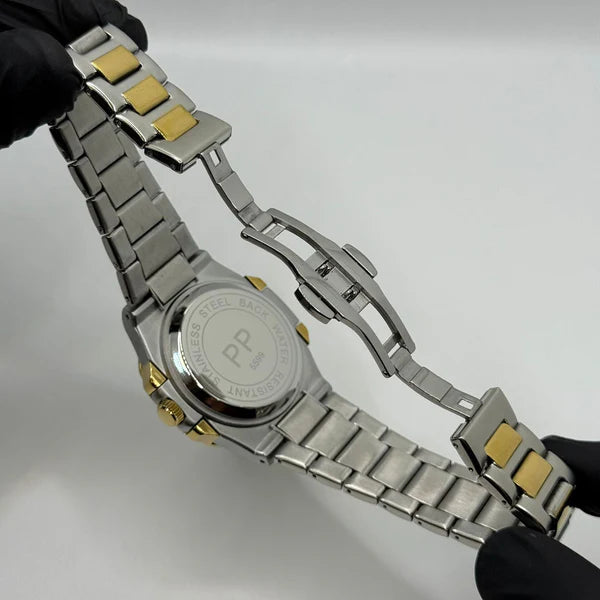 ✨ Pp Luxury Two-Tone Gold & Silver Wristwatch ⌚ – Elegant Design for Every Occasion